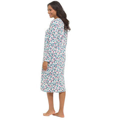 Women's Long Sleeve Fleece Nightdress Floral Print Cosy Winter