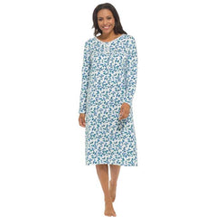 Women's Long Sleeve Fleece Nightdress Floral Print Cosy Winter