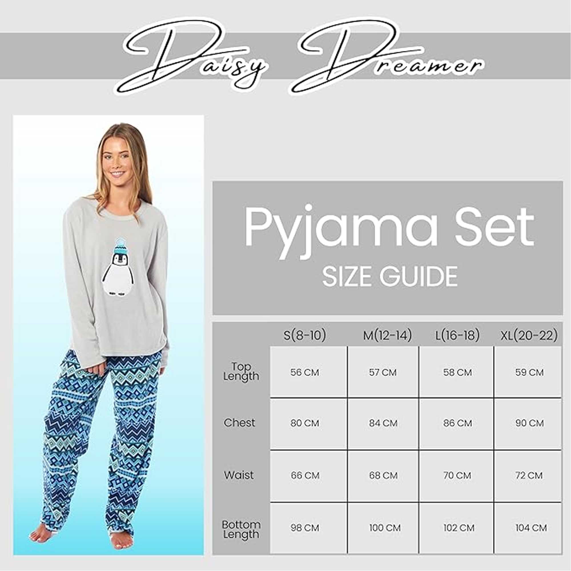 Women's Thermal Fleece Pyjama Set Long Sleeve Warm Winter Nightwear