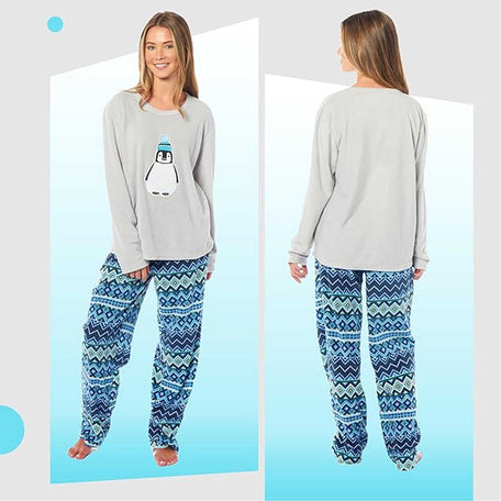 Women's Thermal Fleece Pyjama Set Long Sleeve Warm Winter Nightwear