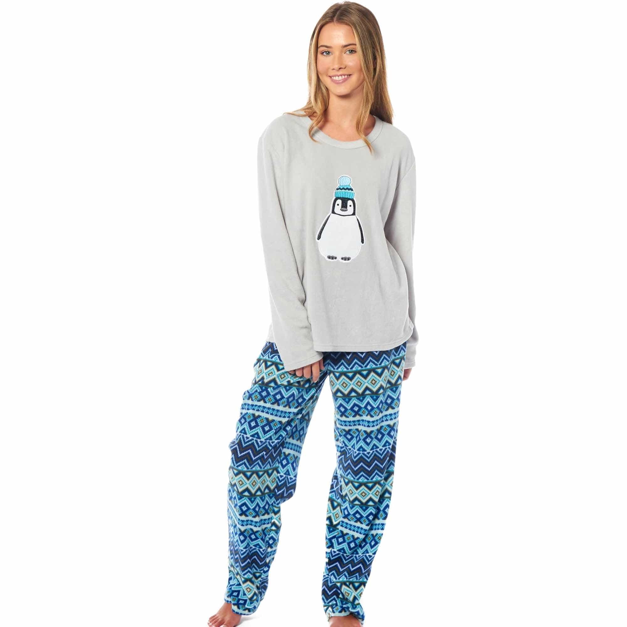 Women's Thermal Fleece Pyjama Set Long Sleeve Warm Winter Nightwear