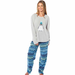Women's Thermal Fleece Pyjama Set Long Sleeve Warm Winter Nightwear