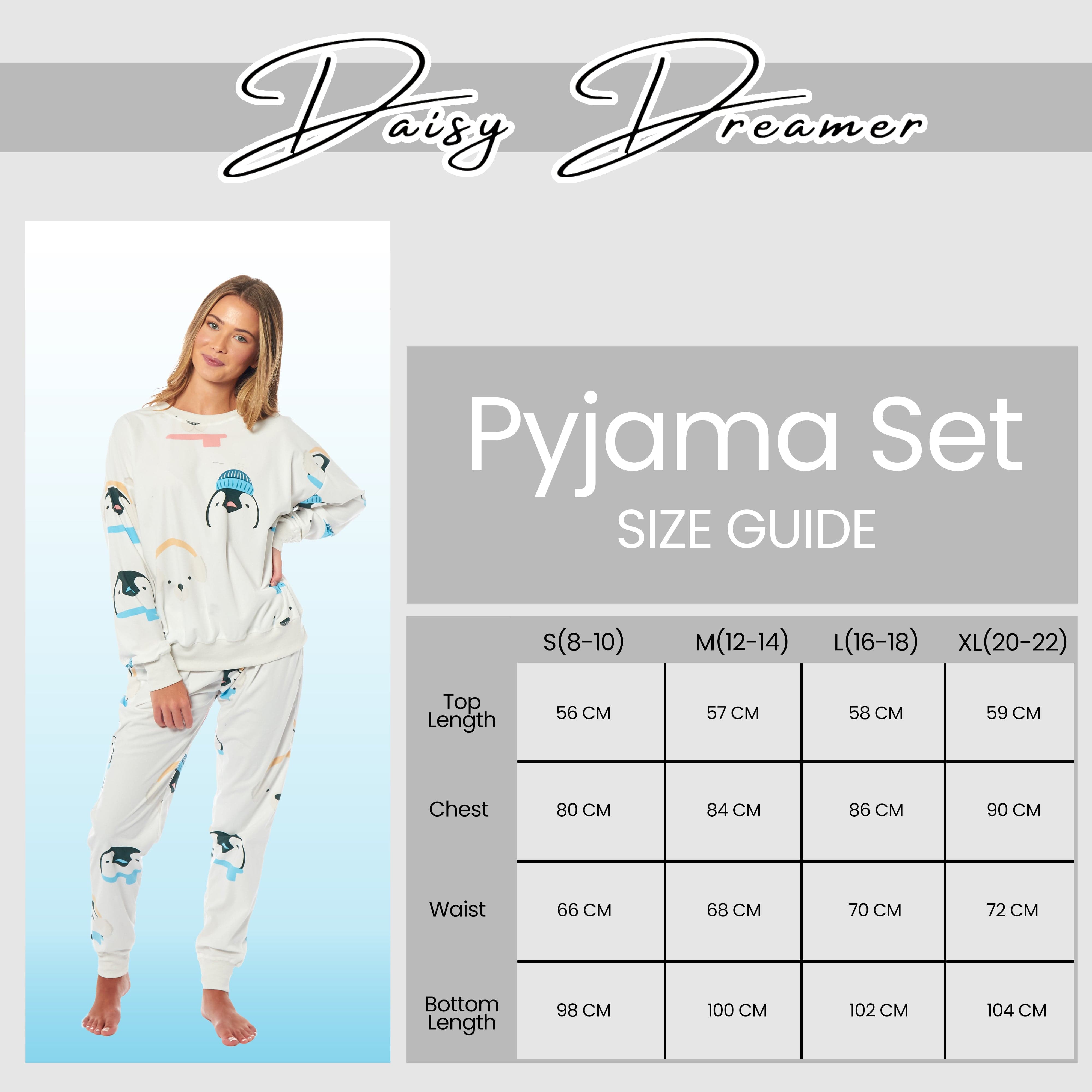 Women's Fleece Pyjama Set Penguins And Polar Bears Long Sleeve Animal Print