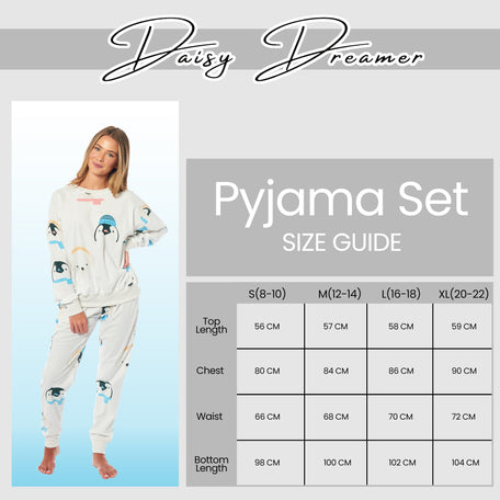 Women's Fleece Pyjama Set Penguins And Polar Bears Long Sleeve Animal Print