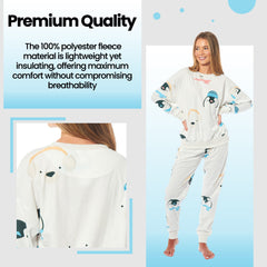 Women's Fleece Pyjama Set Penguins And Polar Bears Long Sleeve Animal Print