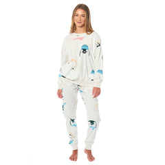 Women's Fleece Pyjama Set Penguins And Polar Bears Long Sleeve Animal Print