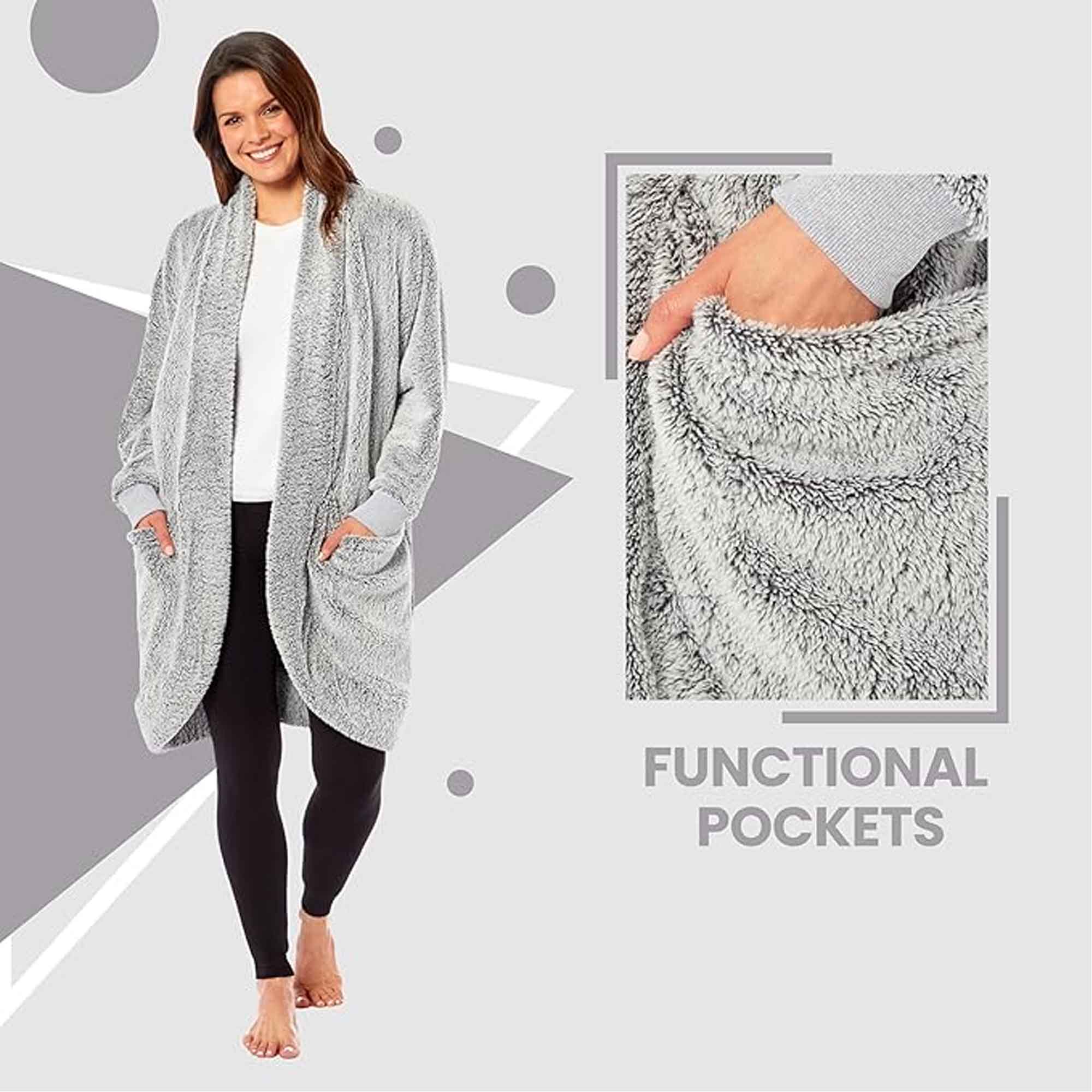 Women's Shimmer Grey Cardi Gown Soft Touch Luxury House Coat Robe Loungewear