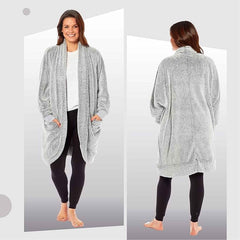 Women's Shimmer Grey Cardi Gown Soft Touch Luxury House Coat Robe Loungewear