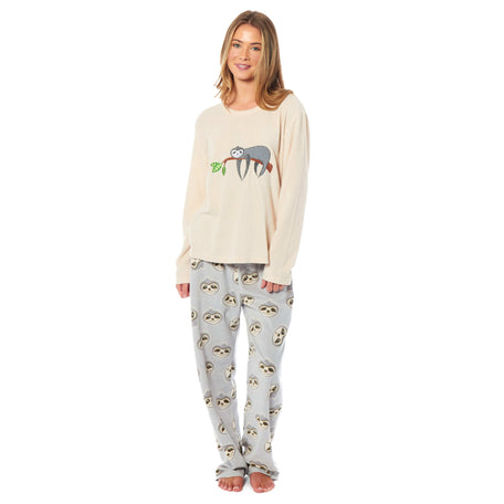 Women's Thermal Fleece Pyjama Set Long Sleeve Warm Cosy Winter Nightwear