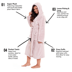 Women's Fleece Hooded Robe Snuggle Touch Velvet-Soft Loungewear