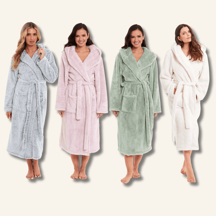 Women's Fleece Hooded Robe Snuggle Touch Velvet-Soft Loungewear