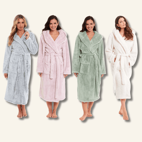 Women's Fleece Hooded Robe Snuggle Touch Velvet-Soft Loungewear