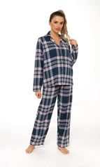 Women's Flannelette Check Pyjama Set Soft Brushed Cotton Easy Care