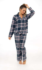Women's Flannelette Check Pyjama Set Soft Brushed Cotton Easy Care