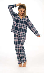 Women's Flannelette Check Pyjama Set Soft Brushed Cotton Easy Care