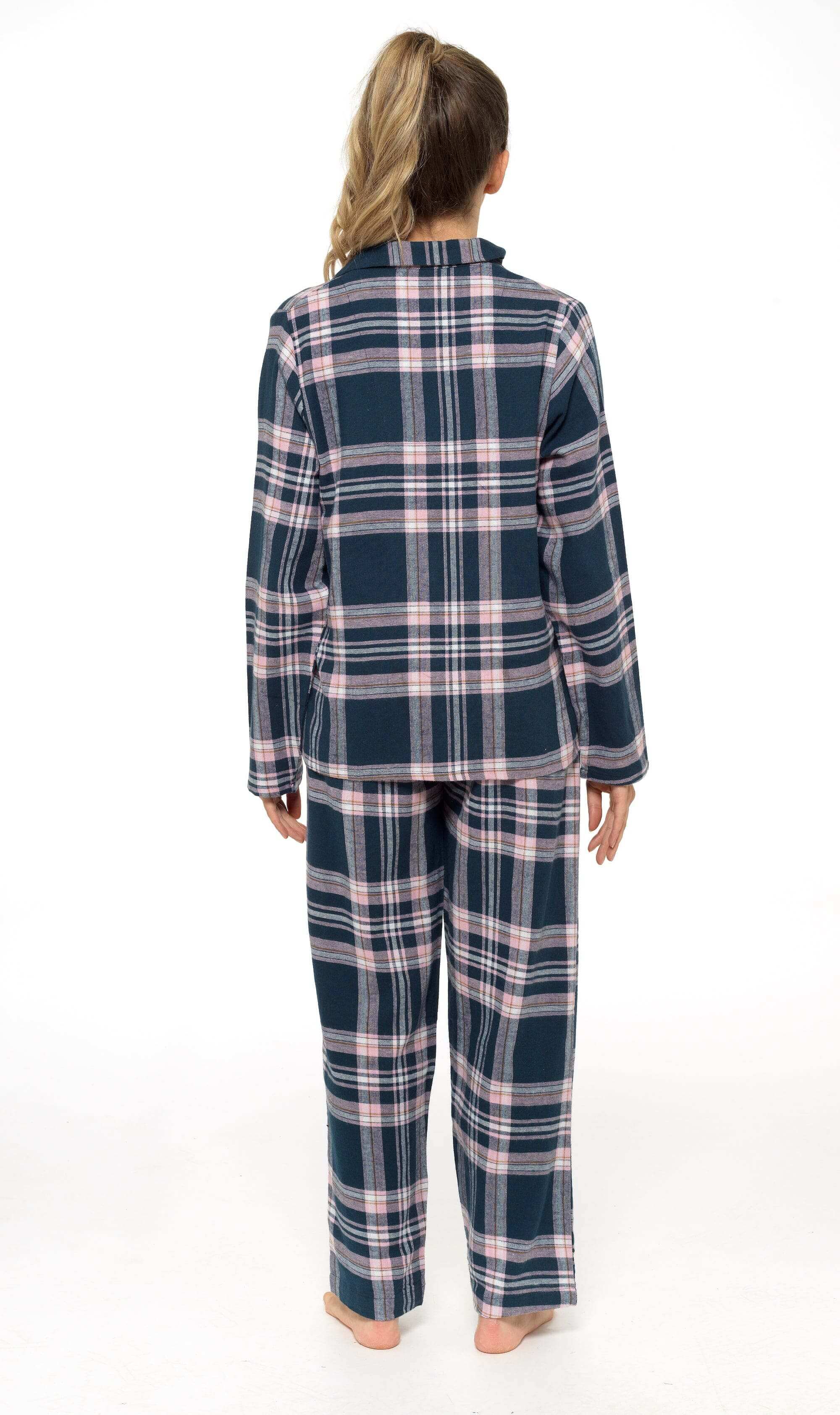 Women's Flannelette Check Pyjama Set Soft Brushed Cotton Easy Care