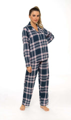 Women's Flannelette Check Pyjama Set Soft Brushed Cotton Easy Care