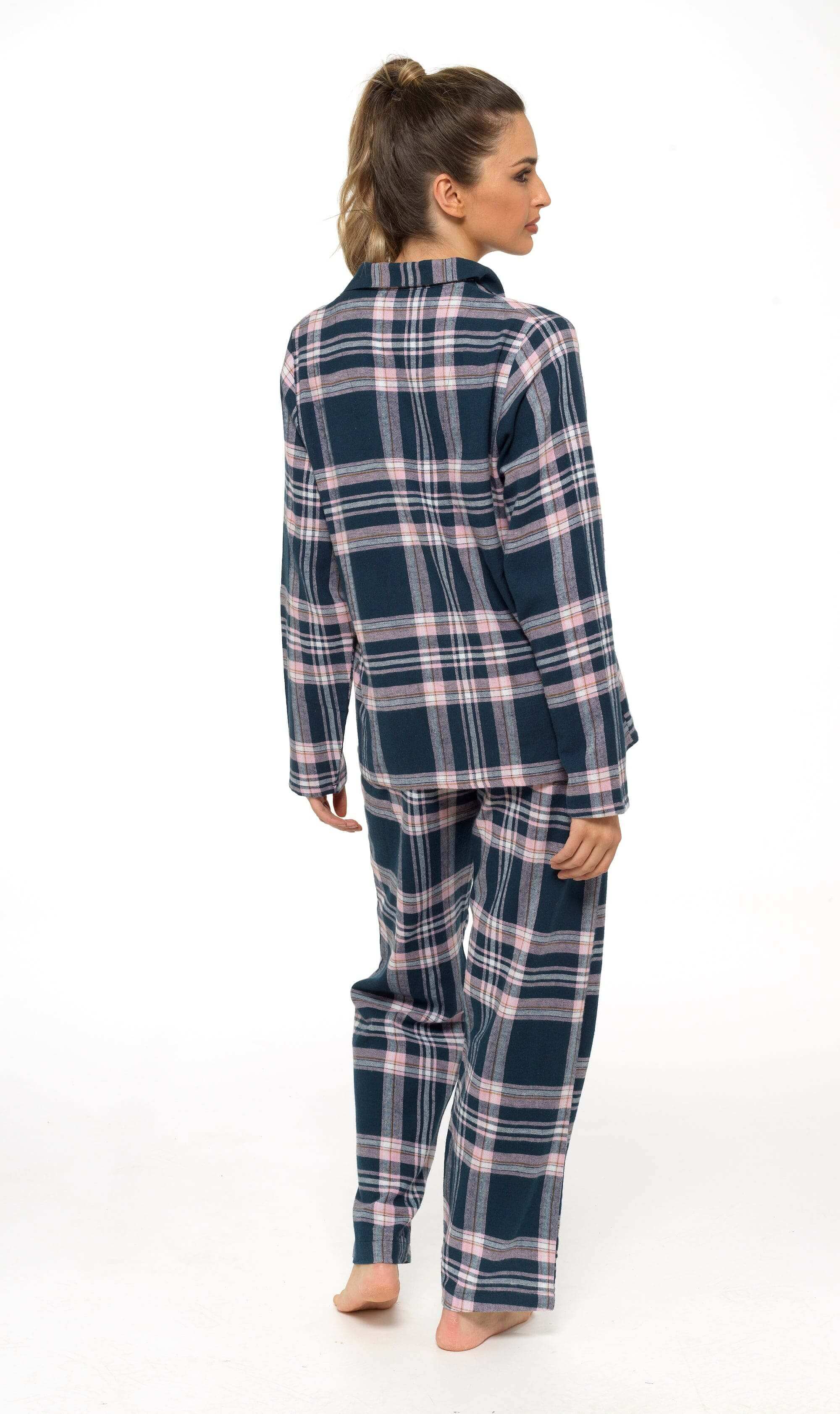 Women's Flannelette Check Pyjama Set Soft Brushed Cotton Easy Care