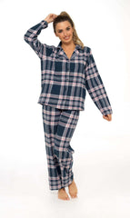 Women's Flannelette Check Pyjama Set Soft Brushed Cotton Easy Care