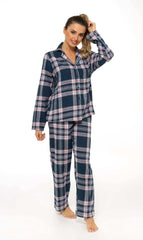 Women's Flannelette Check Pyjama Set Soft Brushed Cotton Easy Care