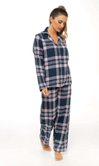 Women's Flannelette Check Pyjama Set Soft Brushed Cotton Easy Care