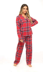Women's Flannelette Check Pyjama Set Soft Brushed Cotton Easy Care