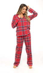 Women's Flannelette Check Pyjama Set Soft Brushed Cotton Easy Care