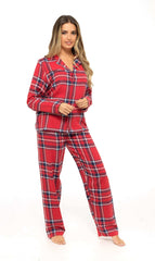 Women's Flannelette Check Pyjama Set Soft Brushed Cotton Easy Care