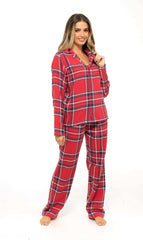 Women's Flannelette Check Pyjama Set Soft Brushed Cotton Easy Care