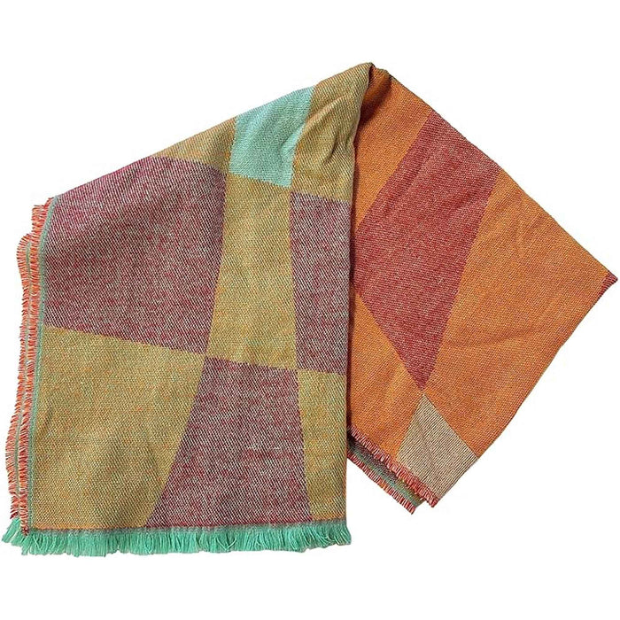 Women's Soft Woven Winter Scarves Lightweight Cosy Acrylic Wraps Multicolor, ORANGE/YELLOW
