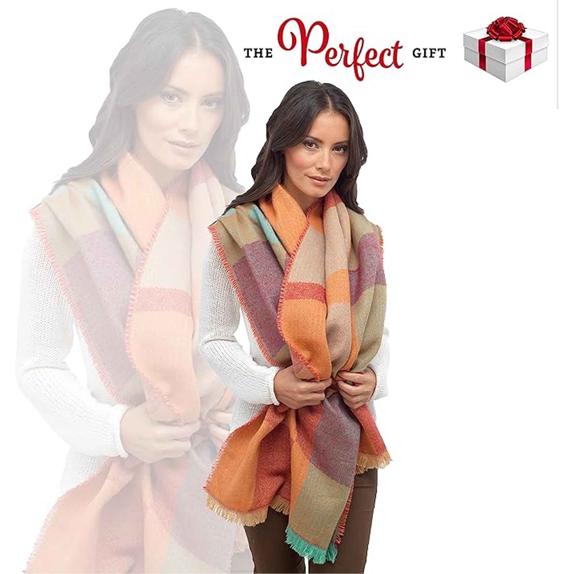 Women's Soft Woven Winter Scarves Lightweight Cosy Acrylic Wraps Multicolor