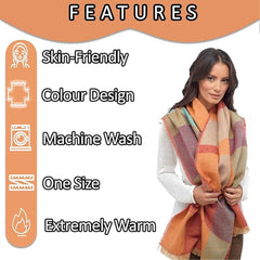 Women's Soft Woven Winter Scarves Lightweight Cosy Acrylic Wraps Multicolor