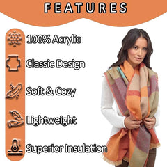 Women's Soft Woven Winter Scarves Lightweight Cosy Acrylic Wraps Multicolor