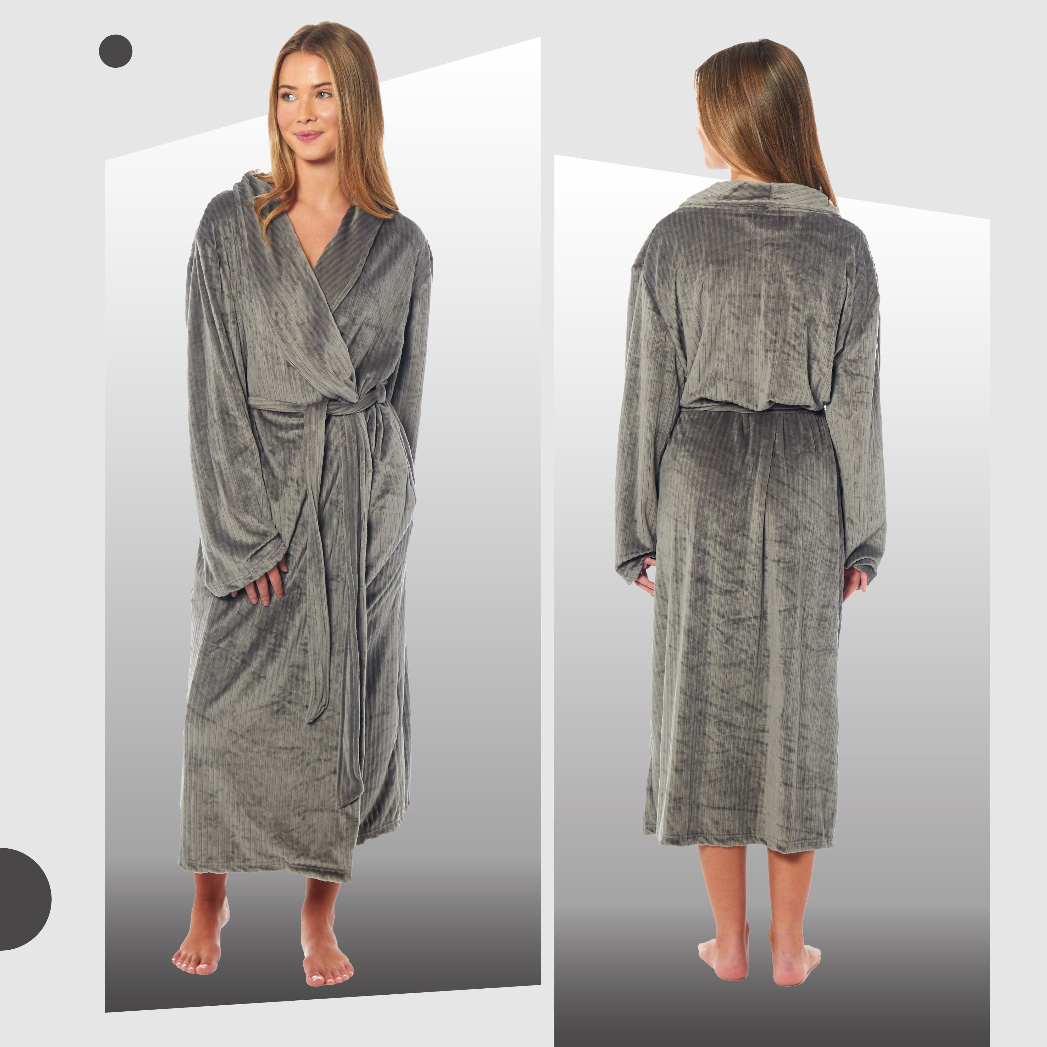 Women's Stripe Jacquard Dressing Gown With Belt Pockets Shawl Collar