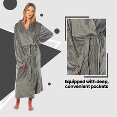 Women's Stripe Jacquard Dressing Gown With Belt Pockets Shawl Collar