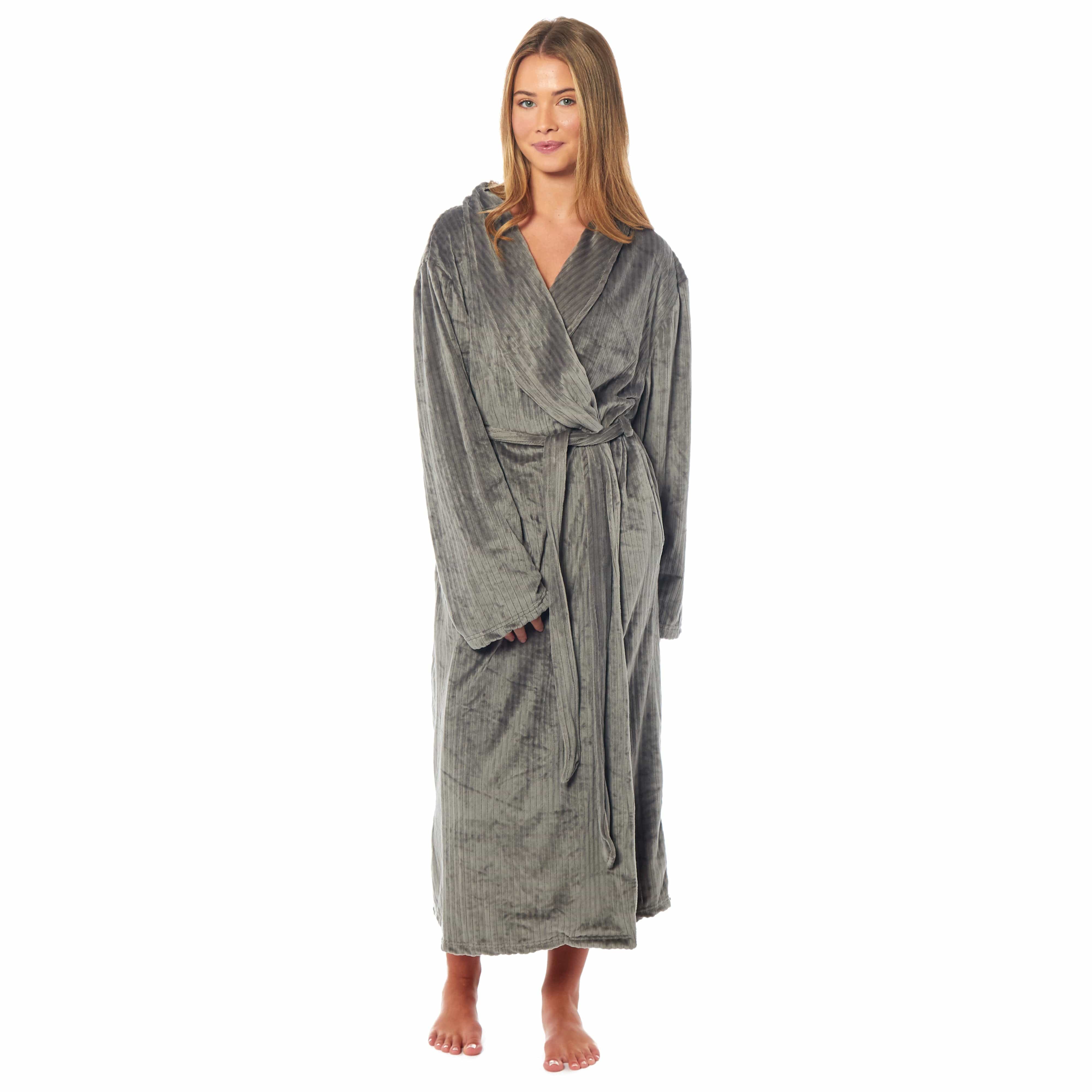Women's Stripe Jacquard Dressing Gown With Belt Pockets Shawl Collar