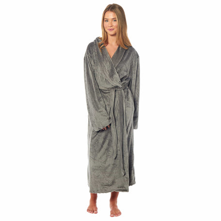 Women's Stripe Jacquard Dressing Gown With Belt Pockets Shawl Collar