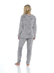 Women's Heart Fleece Pyjamas Set Plush Loungewear Top And Pants Teddy