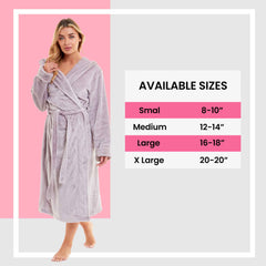 Women's Faux Fur Hooded Robe Plush Fleece Loungewear Bathrobe Pink Grey