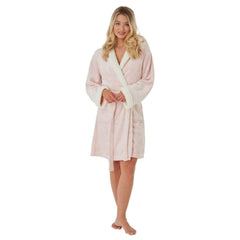 Women's Plush Fleece Hooded Bathrobe Velvet Fluffy Loungewear Long Sleeve