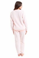 Women's Teddy Fleece Lounge Set Fluffy Cosy Crew Neck Pyjama Stretchable