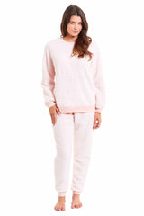 Women's Teddy Fleece Lounge Set Fluffy Cosy Crew Neck Pyjama Stretchable