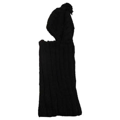 Women's Thermal Beanie Hat 2-In-1 Snood Scarf Cable Knit Pom Pom Winter