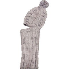 Women's Thermal Beanie Hat 2-In-1 Snood Scarf Cable Knit Pom Pom Winter