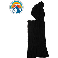 Women's Thermal Beanie Hat 2-In-1 Snood Scarf Cable Knit Pom Pom Winter