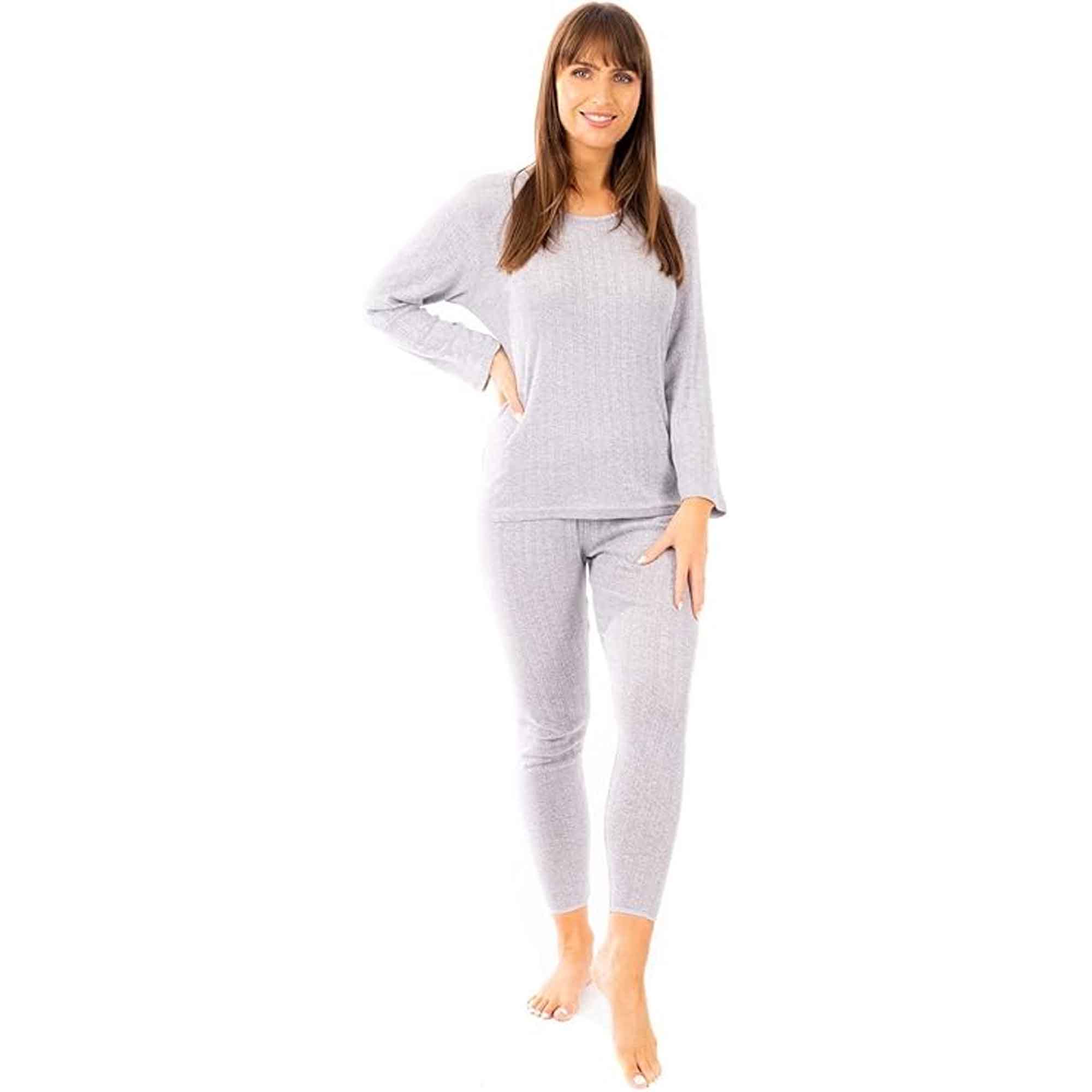Women's Thermal Long Sleeve Top And Long Jane Pants Set Cotton Rich