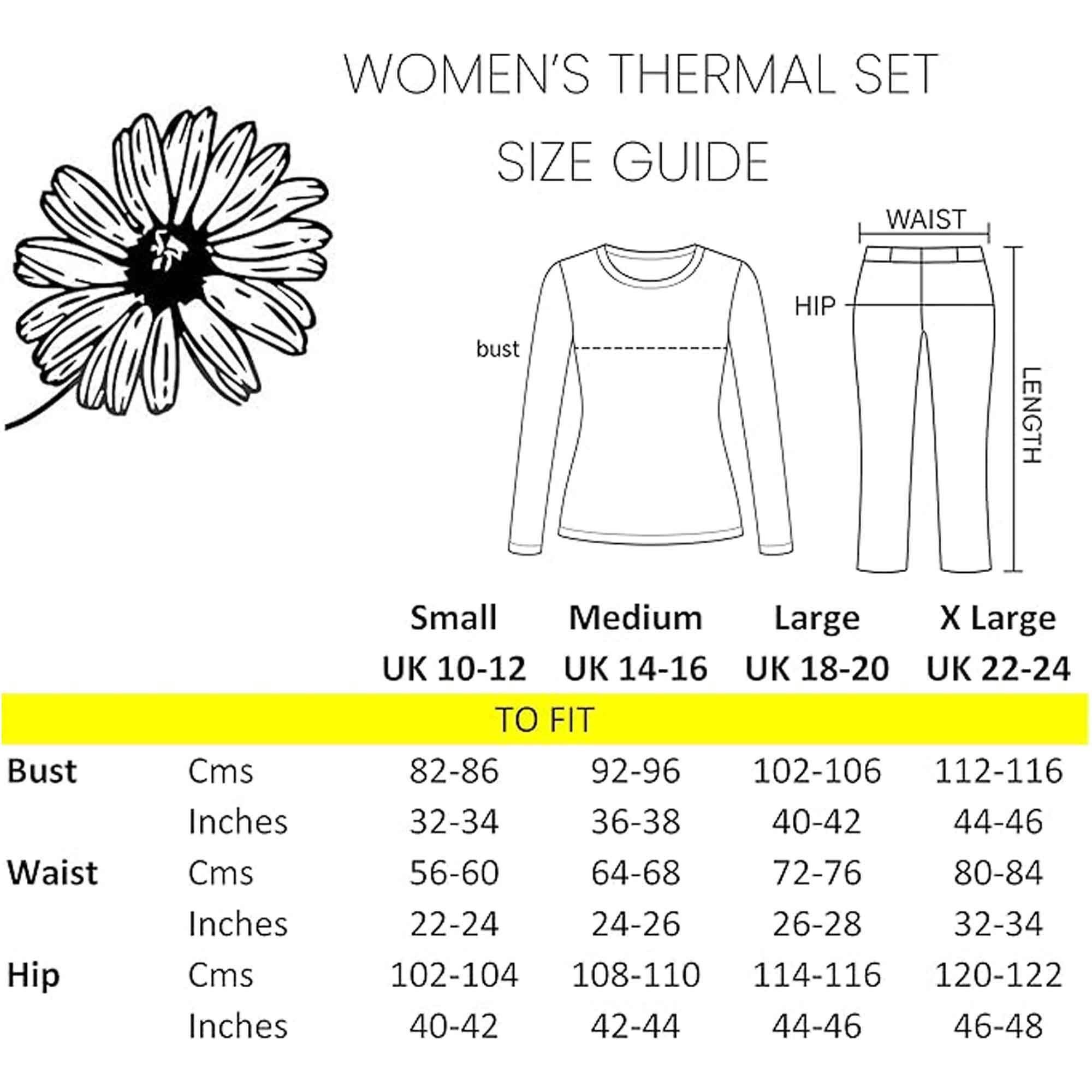 Women's Thermal Long Sleeve Top And Long Jane Pants Set Cotton Rich