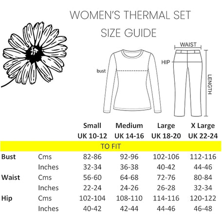 Women's Thermal Long Sleeve Top And Long Jane Pants Set Cotton Rich