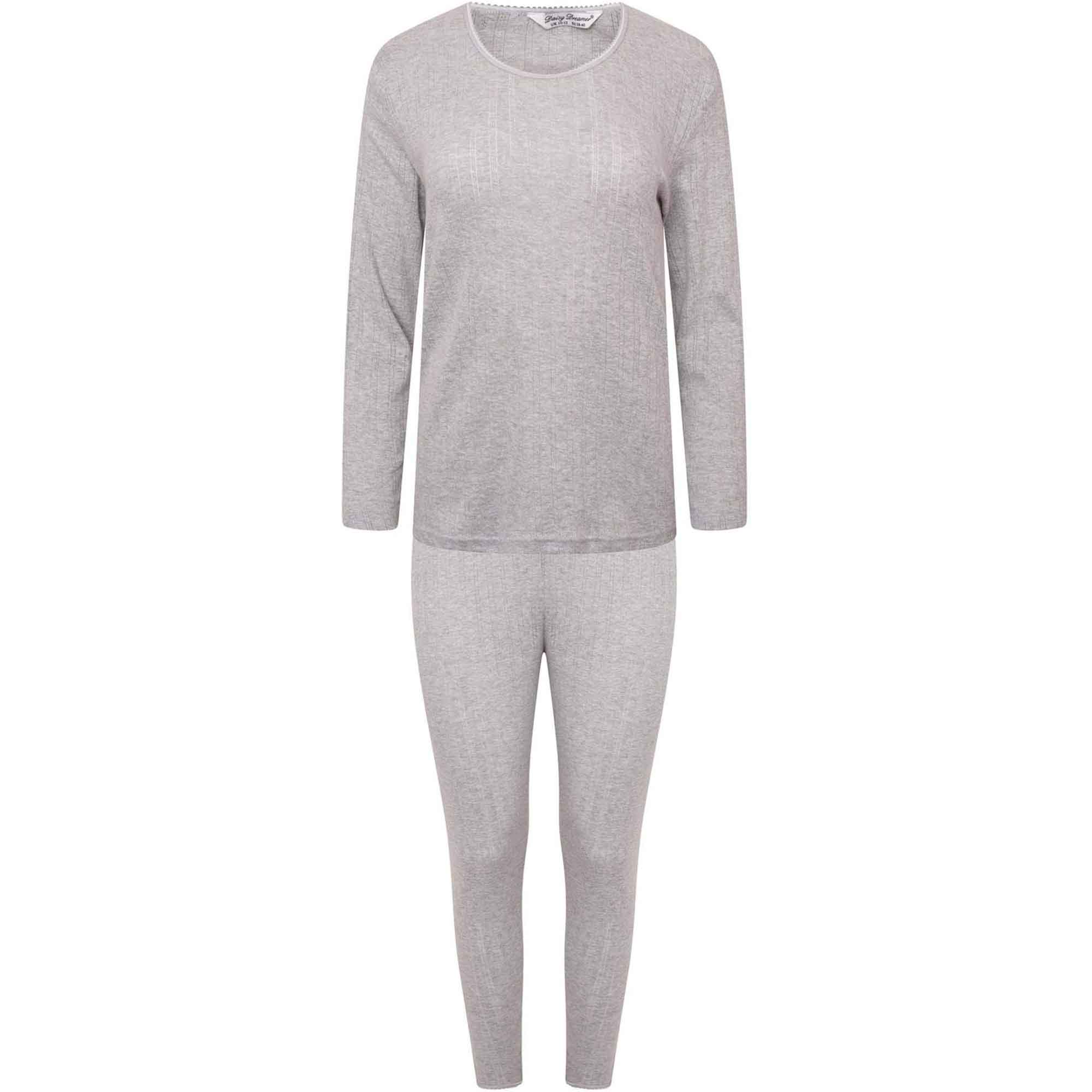 Women's Thermal Long Sleeve Top And Long Jane Pants Set Cotton Rich
