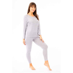 Women's Thermal Long Sleeve Top And Long Jane Pants Set Cotton Rich